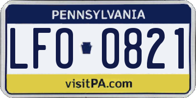 PA license plate LFO0821