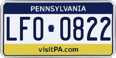 PA license plate LFO0822