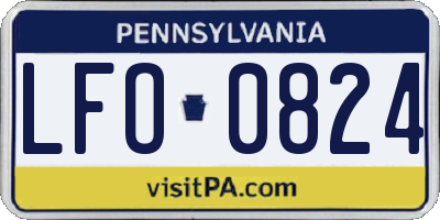 PA license plate LFO0824