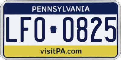 PA license plate LFO0825