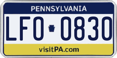 PA license plate LFO0830