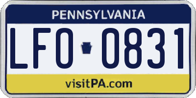 PA license plate LFO0831