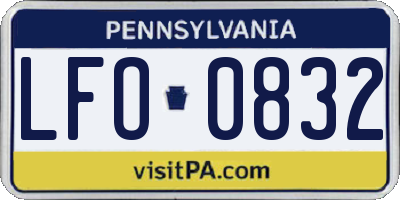 PA license plate LFO0832