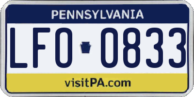 PA license plate LFO0833