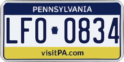 PA license plate LFO0834