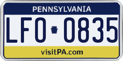PA license plate LFO0835