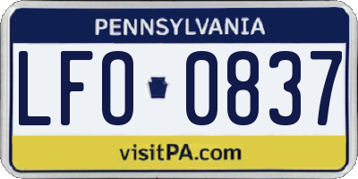 PA license plate LFO0837
