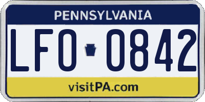 PA license plate LFO0842