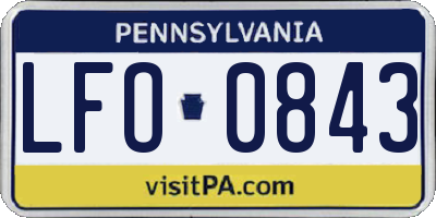 PA license plate LFO0843