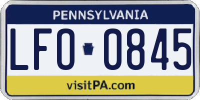 PA license plate LFO0845