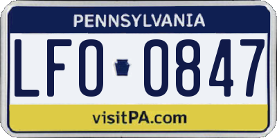 PA license plate LFO0847