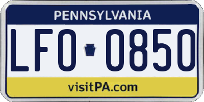 PA license plate LFO0850
