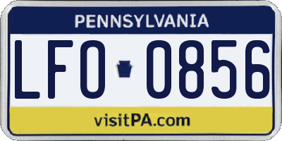 PA license plate LFO0856