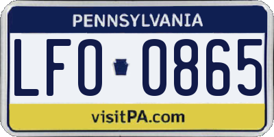 PA license plate LFO0865
