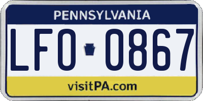 PA license plate LFO0867