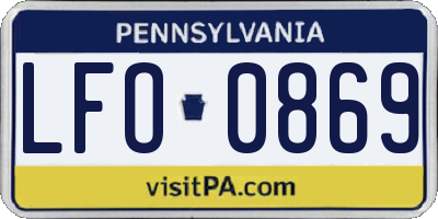 PA license plate LFO0869