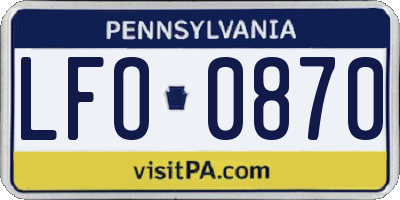 PA license plate LFO0870