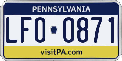 PA license plate LFO0871