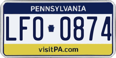 PA license plate LFO0874