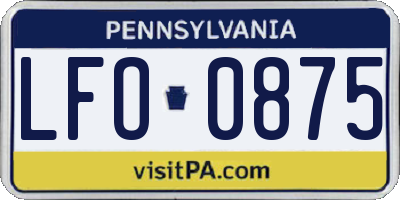 PA license plate LFO0875