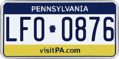 PA license plate LFO0876