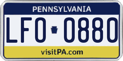 PA license plate LFO0880