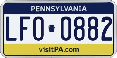 PA license plate LFO0882
