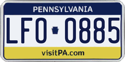 PA license plate LFO0885