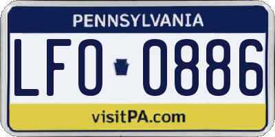 PA license plate LFO0886