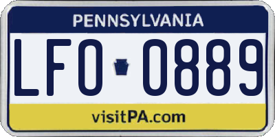 PA license plate LFO0889
