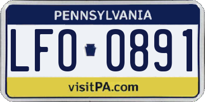 PA license plate LFO0891