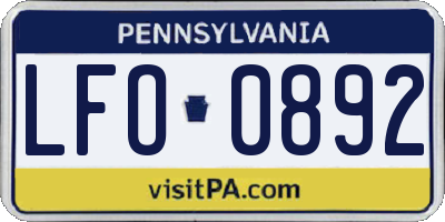 PA license plate LFO0892