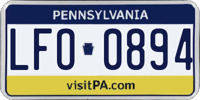 PA license plate LFO0894