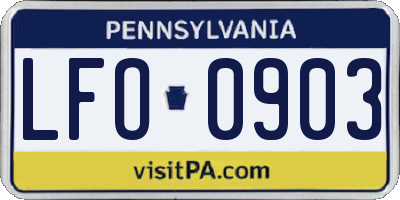 PA license plate LFO0903