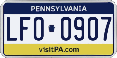 PA license plate LFO0907