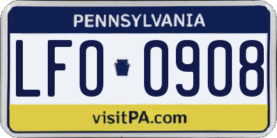 PA license plate LFO0908