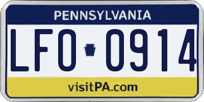 PA license plate LFO0914
