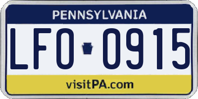PA license plate LFO0915