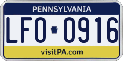 PA license plate LFO0916