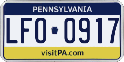 PA license plate LFO0917