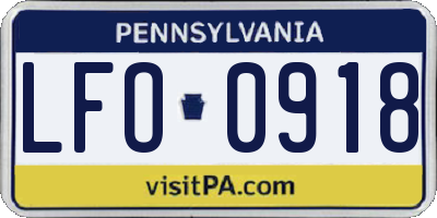 PA license plate LFO0918