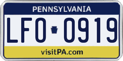 PA license plate LFO0919