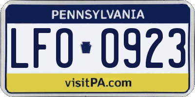 PA license plate LFO0923