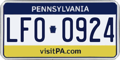 PA license plate LFO0924