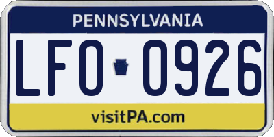 PA license plate LFO0926