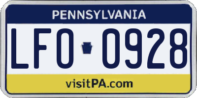 PA license plate LFO0928