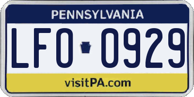 PA license plate LFO0929