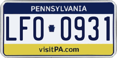 PA license plate LFO0931
