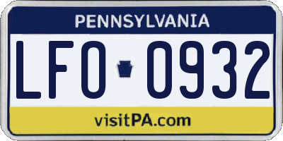 PA license plate LFO0932