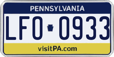 PA license plate LFO0933